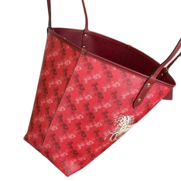 Nwt Coach Reversible Red Horse & Carriage Shoulder Bag Purse - Picture 7 of 16